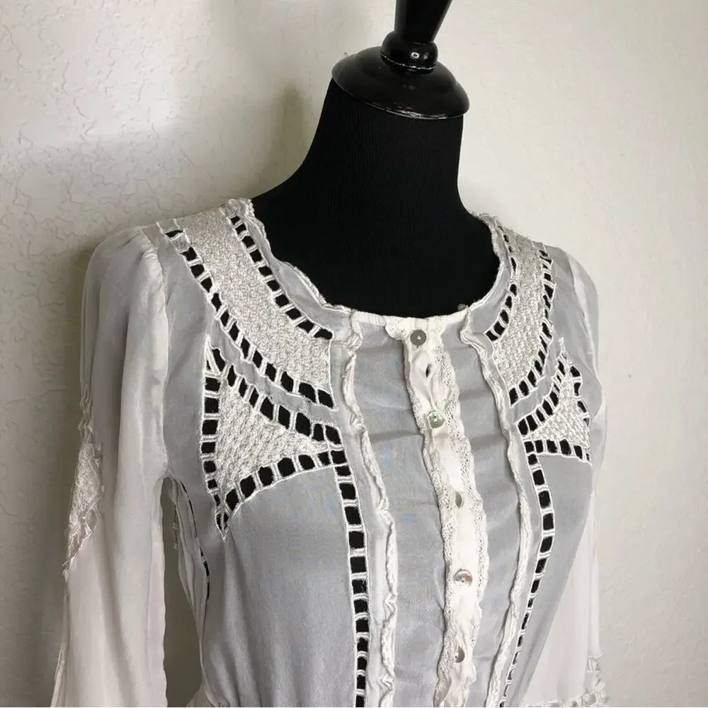Tularosa Orsen white cutout embroidered dress size XS